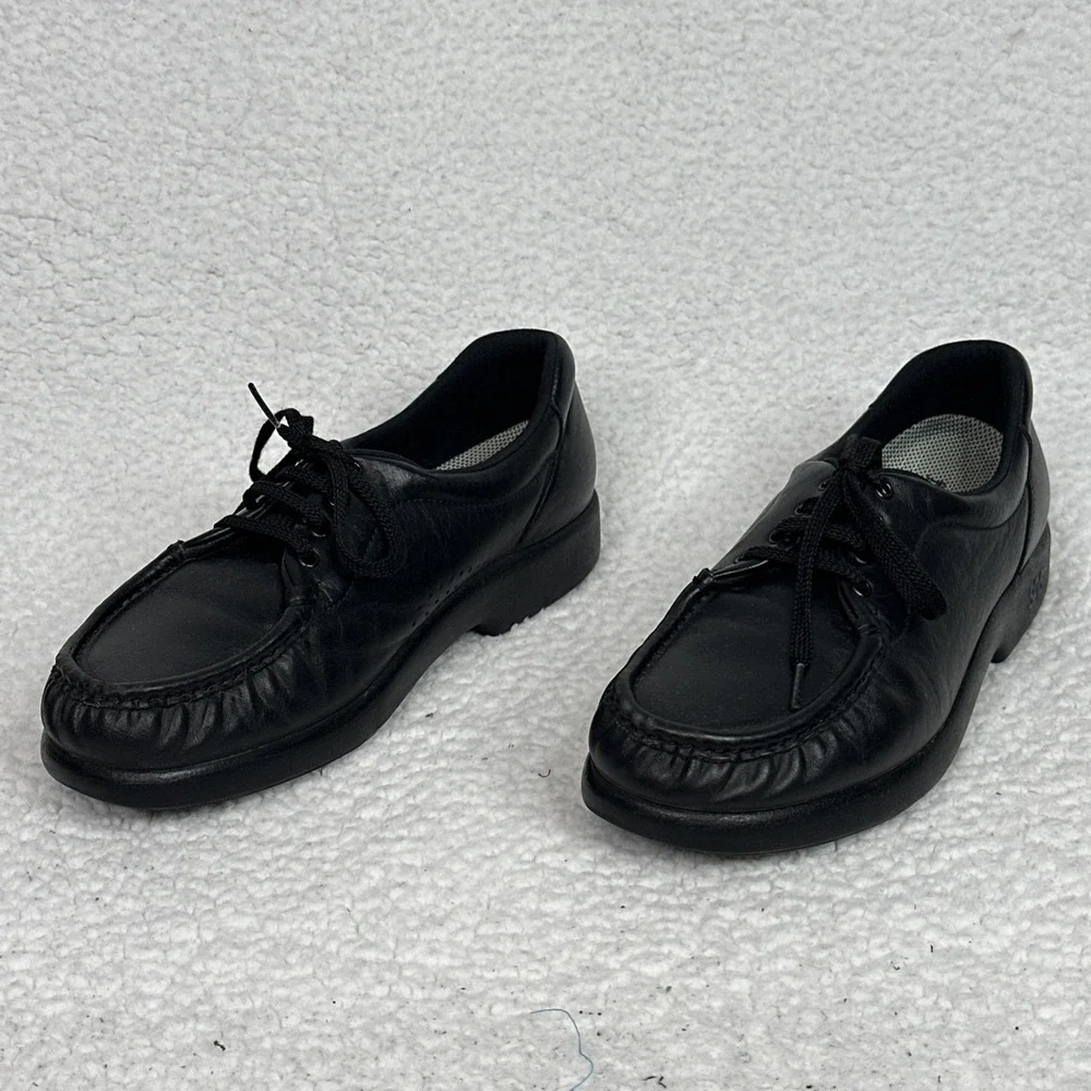 SAS‎ Tripad Comfort Shoes Womens 9.5 N Black Leather Lace Up Loafers Soft Step